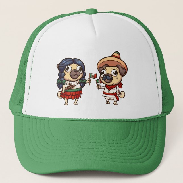 Cinco De Mayo Pugs Trucker Hat (Front)