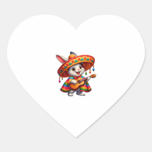 Cinco de Mayo Rabbit Wearing Mexican Sombrero Men Heart Sticker