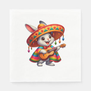 Cinco de Mayo Rabbit Wearing Mexican Sombrero Men  Napkin