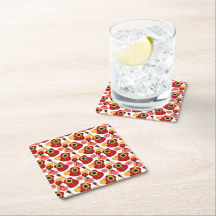 Cinco de Mayo Red Mexican Guitars Flowers Musician Square Paper Coaster