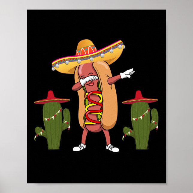 Cinco De Mayo Shirt Hot Dog Cactus Dancing  Poster (Front)
