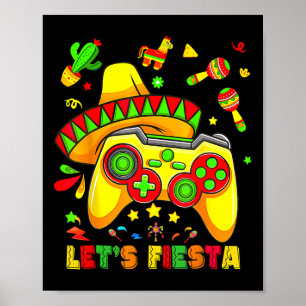 Cinco De Mayo Shirt Kids Lets Fiesta Gamer Boy Vid Poster