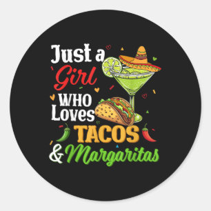 Cinco De Mayo Shirts Women Girl Loves Tacos And Ma Classic Round Sticker