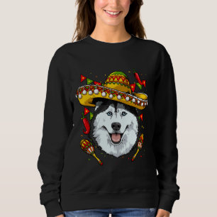 Cinco De Mayo Siberian Husky Men Women Kids Sombre Sweatshirt