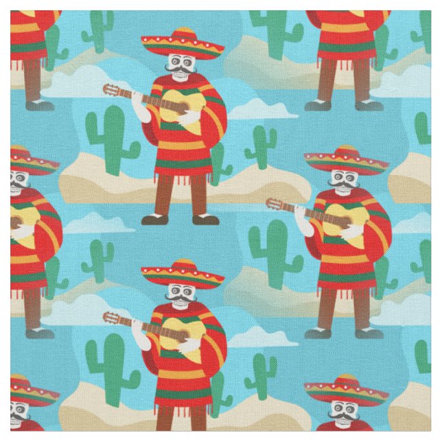 cinco de mayo skeleton fabric (Close Up)