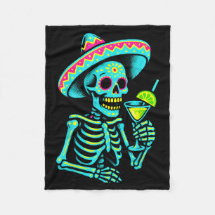 Cinco De Mayo Skeleton - Mexican Sombrero Party Fleece Blanket