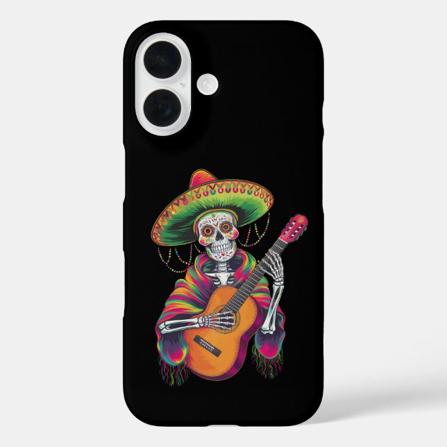 Cinco De Mayo Skeleton Skull Fiesta Guitar Case-Mate iPhone Case (Back)