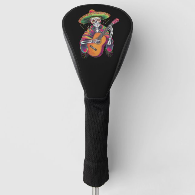 Cinco De Mayo Skeleton Skull Fiesta Guitar Golf Head Cover (Front)