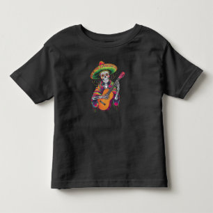 Cinco De Mayo Skeleton Skull Fiesta Guitar Toddler T-Shirt
