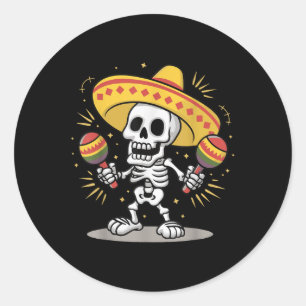 Cinco De Mayo Skeleton Sombrero Fiesta Mexican Men Classic Round Sticker