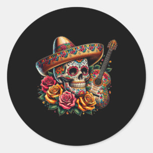 Cinco De Mayo Skull Sombrero Fiesta Mexican Skull  Classic Round Sticker
