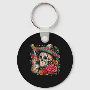 Cinco De Mayo Skull Sombrero Fiesta Mexican Skull  Key Ring