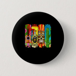 Cinco De Mayo Skull Tequila Cactus Guitar Art 6 Cm Round Badge