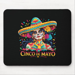 Cinco De Mayo Skull With Sombrero Women Girls  Mouse Pad