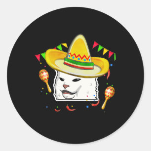 Cinco De Mayo Smudge Cat Mexican Lover Sombrero Ca Classic Round Sticker