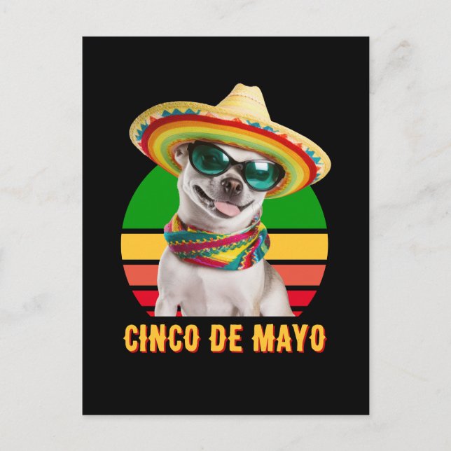 Cinco De Mayo Sombrero Chihuahua With Sunglasses Postcard (Front)