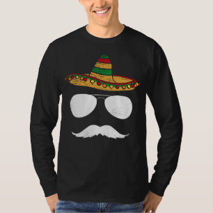 Cinco De Mayo Sombrero Mustache Face Sunglasses Me T-Shirt