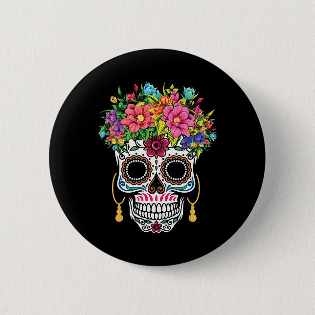 Cinco De Mayo Sugar Skull Dia De Los Muertos Day O 6 Cm Round Badge (Front)