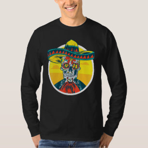 Cinco De Mayo Sugar Skull Skeleton With Mexican So T-Shirt