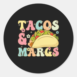 Cinco De Mayo Taco And Margaritas Lover Groovy Tac Classic Round Sticker