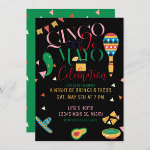 Cinco De Mayo Taco Party Colourful Celebration B Invitation