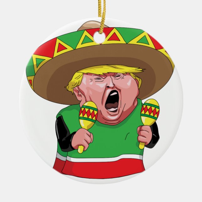 Cinco de Mayo trump Ceramic Tree Decoration (Front)