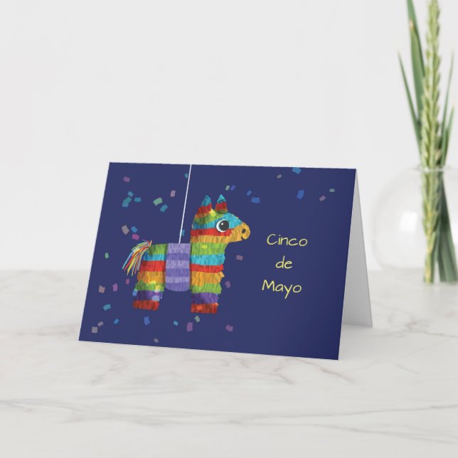 Cinco de Mayo With Colourful Piñata Donkey Card (Front)