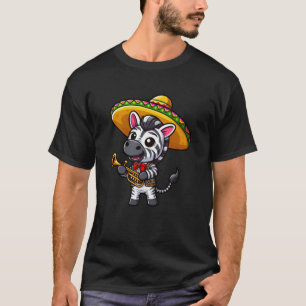 Cinco de Mayo Zebra: Trumpeter in Black and White T-Shirt