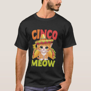 Cinco De Meow Cat Sombrero Poncho Cinco De Mayo Ca T-Shirt