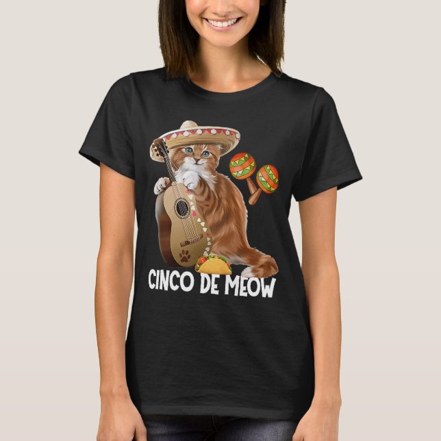 Cinco De Meow  Cinco De Mayo Cat Costume T-Shirt (Front)