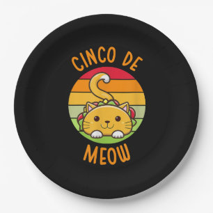 Cinco De Meow Cinco De Mayo Funny Tacos Cat Lover Paper Plate