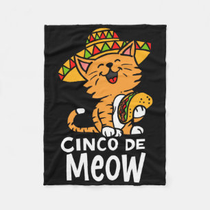 Cinco De Meow Cute Cinco De Mayo Sombrero Taco Cat Fleece Blanket