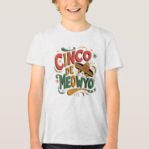 Cinco De Meow Funny Cat Sombrero Fiesta Humour Cat Tri-Blend Shirt