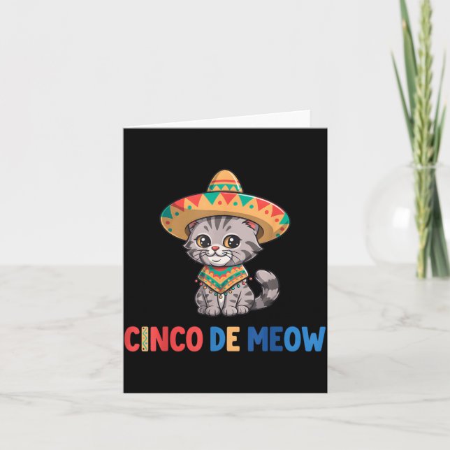Cinco De Meow Funny Sombrero Cat Cinco De Mayo Card (Front)