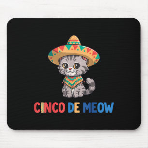 Cinco De Meow Funny Sombrero Cat Cinco De Mayo Mouse Pad