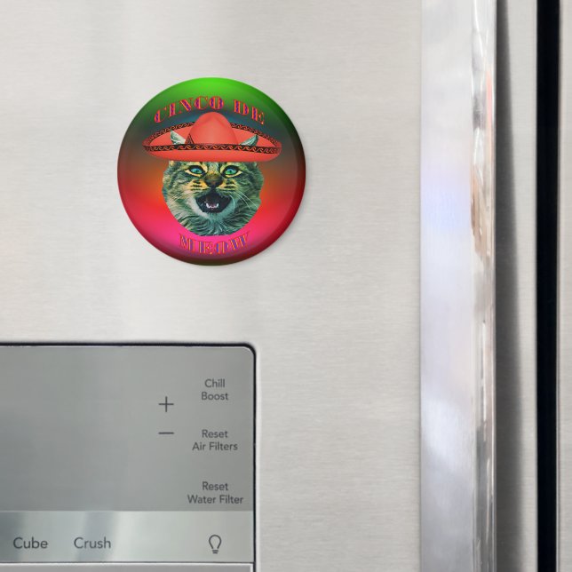 Cinco De Meow Grey Cat Cinco De Mayo Mexico Refrig Magnet (In Situ (Fridge))