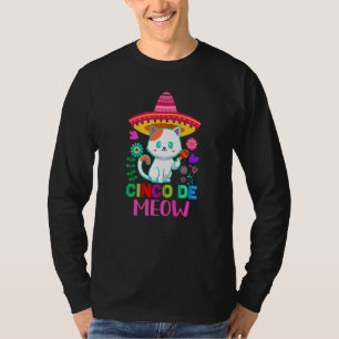 Cinco De Meow Mayo Cat With Mexican Hat Mexican Pa T-Shirt