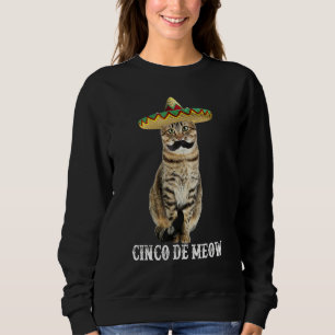 Cinco De Meow Real Cat Photo With Moustache Pun Sweatshirt