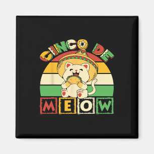 Cinco De Meow Shirt With Smiling Cat Taco And Somb Magnet