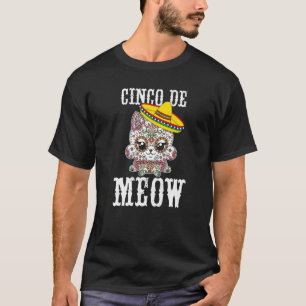 Cinco De Meow Sugar Skull Mexican Cat Cinco De May T-Shirt