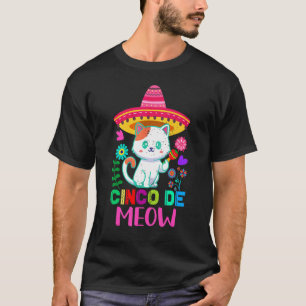 Cinco De Meow Vintage Mexican Cute Cat T-Shirt