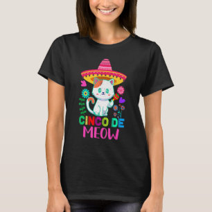 Cinco De Meow Vintage Mexican Cute Cat T-Shirt