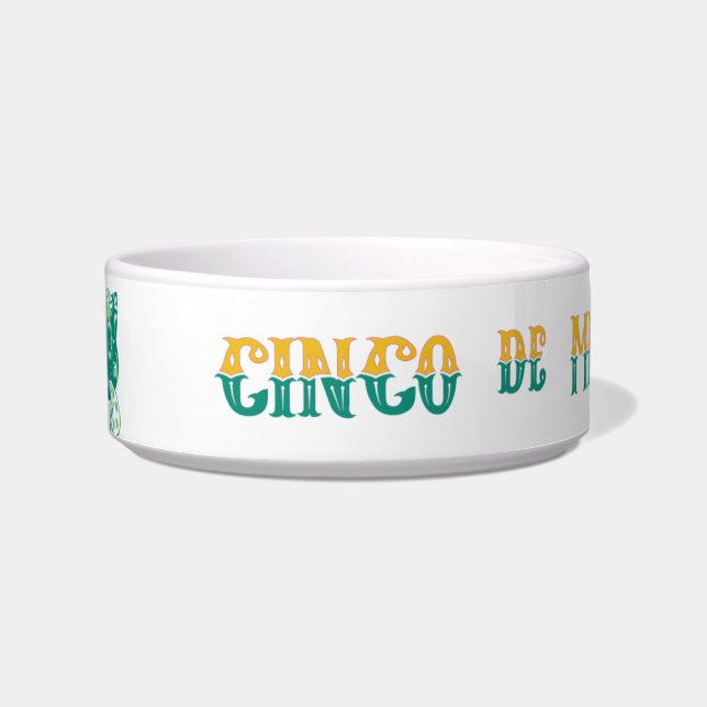 Cinco De Meowo Ceramic Pet Bowl (Front)