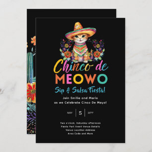 Cinco De Meowo Fun Cat Fiesta Party Time Invitation