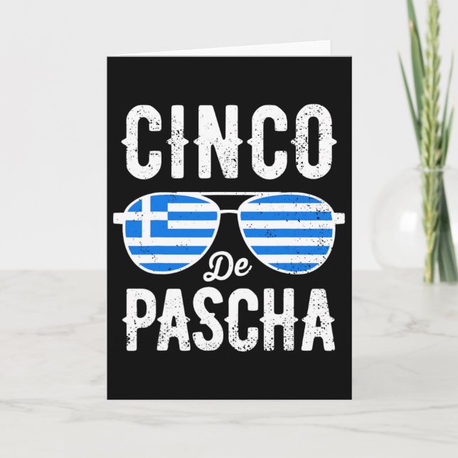 Cinco De Pascha Greece Flag Funny Greek Easter Cin Card (Front)