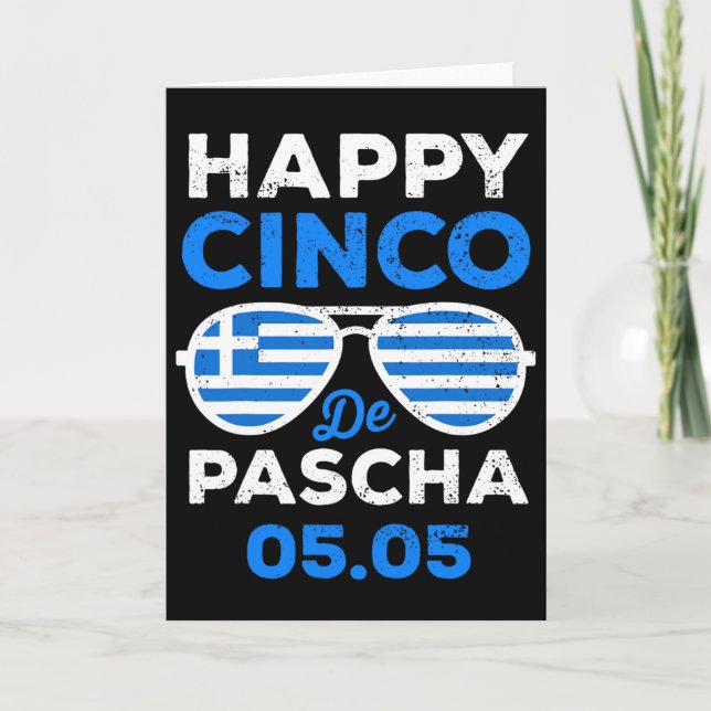 Cinco De Pascha Greece Flag Funny Greek Easter Cin Card (Front)