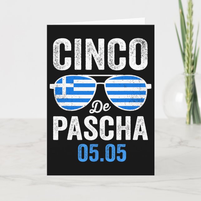 Cinco De Pascha Greece Flag Funny Greek Easter Cin Card (Front)