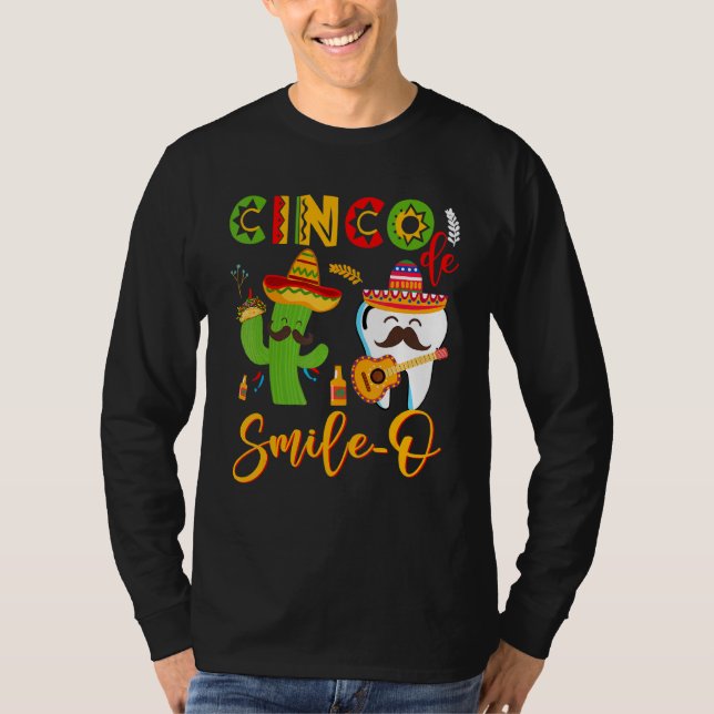 Cinco De Smile  O Funny Guitar Tooth Catus Tacos M T-Shirt (Front)