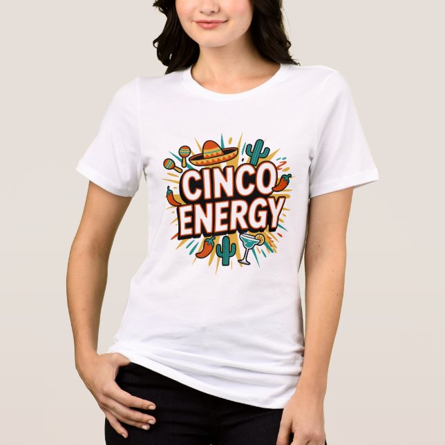 Cinco Energy Fiesta Retro T-Shirt Tri-Blend Shirt (Front)