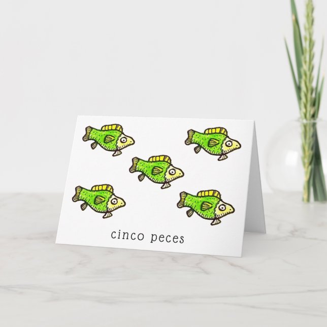 Cinco Peces Fish Feliz Cumpleanos Birthday Card (Front)